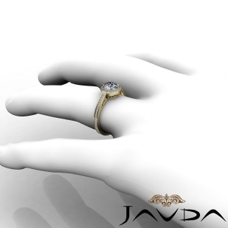 0.5Ct Diamond Engagement Ring Cushion Semi Mount Halo Setting Gold Y18k