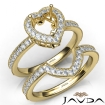 Diamond Engagement Ring Heart Halo Pave Bridal Set 14k Yellow Gold Semi Mount 1Ct - javda.com 