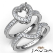 Diamond Engagement Ring Heart Halo Pave Bridal Set 14k White Gold Semi Mount 1Ct - javda.com 