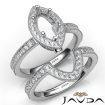 Pave Diamond Engagement Ring Marquise Bridal Set 14k White Gold Semi Mount 1Ct - javda.com 