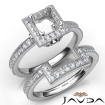 Pave Diamond Engagement Ring Princess Bridal Set 18k White Gold Semi Mount 1Ct - javda.com 