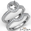 Halo Pave Diamond Engagement Ring Round Bridal Set Platinum Semi Mount 1Ct