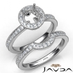 Halo Pave Diamond Engagement Ring Round Bridal Set 14k White Gold Semi Mount 1Ct - javda.com 