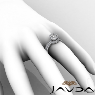 Halo Pave Diamond Engagement Ring Round Bridal Set Platinum Semi Mount 1Ct