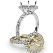 French U Split Pave Halo Diamond Engagement Ring Setting Platinum 950 1Ct - javda.com 