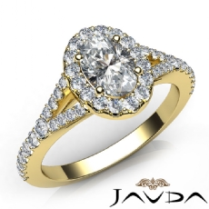 Scalloped Halo Split Shank diamond Ring 18k Gold Yellow