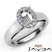 Oval Diamond Engagement Halo Pave Setting Semi Mount Ring Platinum 950 0.2Ct - javda.com 