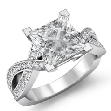 Cross Shank Pave Set diamond Ring 14k Gold White