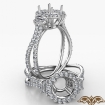 Three Stone Round Cut Semi Mount Halo Diamond Engagement Ring Platinum 950 1.05Ct - javda.com 