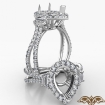 Pear Semi Mount French Pave 3 Stone Halo Diamond Engagement Ring Platinum 950 1.1Ct - javda.com 