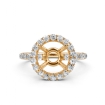 French U Split Pave Halo Diamond Engagement Ring Setting 18k Yellow Gold 1Ct - javda.com 