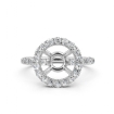 French U Split Pave Halo Diamond Engagement Ring Setting 14k White Gold 1Ct - javda.com 