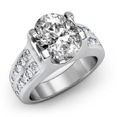 Channel Set Side Stone diamond Ring 18k Gold White