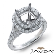 French Cut Halo Diamond Engagement Ring Cushion Semi Mount Platinum 950 1.4Ct - javda.com 