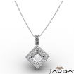 0.67Ct Pave Set Diamond Solitaire W/Accent Princess Pendant 14k White Gold - javda.com 