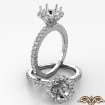 Flower Halo Round Semi Mount Diamond Engagement Ring French Pave 18k White Gold 0.5Ct - javda.com 