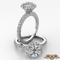Scalloped Halo French Cut Pave diamond Ring Platinum 950