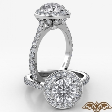 Crown Halo French U Cut Pave diamond Ring 14k Gold White