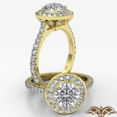 Crown Halo French U Cut Pave diamond  18k Gold Yellow