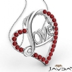 Love Script Heart Pendant Necklace Round Ruby Gemstone 14k Gold White 0Ct