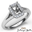 Diamond Engagement Emerald Semi Mount Platinum Halo Pave Setting Ring 0.2Ct