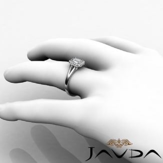 Diamond Engagement Emerald Semi Mount Platinum Halo Pave Setting Ring 0.2Ct