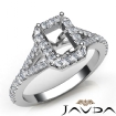 Diamond Engagement Platinum 950 Halo Pave Setting Emerald Semi Mount Ring 0.5Ct - javda.com 
