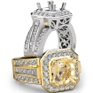 Vintage Engagement Halo Diamond Ring Semi Mount 14k White Gold 1.65Ct - javda.com 