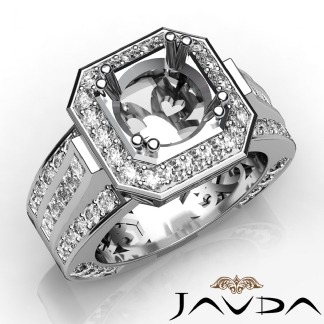 Vintage Engagement Halo Diamond Ring Semi Mount 14k Gold White Setting 1.65Ct