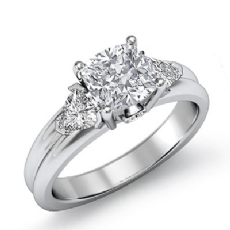 3 Stone Trillion Bezel diamond Ring 18k Gold White