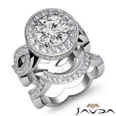 Infinity Shank Halo Bridal Set diamond Ring 18k Gold White