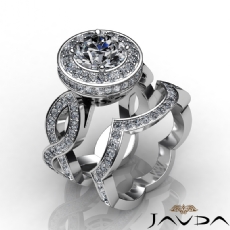 Infinity Shank Halo Bridal Set diamond Ring 18k Gold White