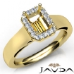Emerald Diamond Engagement Halo Pave Setting Semi Mount Ring Gold Y18k 0.2Ct