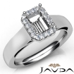Emerald Diamond Engagement Halo Pave Setting Semi Mount Ring 14k White Gold 0.69Ct - javda.com 