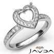 Diamond Engagement Halo Pave Setting Heart Semi Mount Ring Platinum 950 0.45Ct - javda.com 