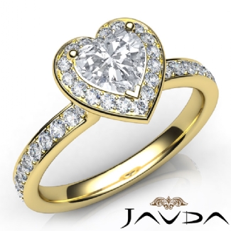 Diamond Engagement Halo Pave Setting Heart Semi Mount Ring Gold Y18k 0.45Ct