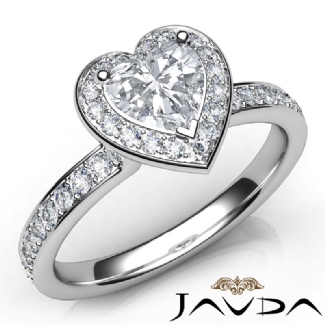 Diamond Engagement Halo Pave Setting Heart Semi Mount Ring Gold W18k 0.45Ct