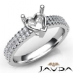 U Shape Prong Setting Diamond Engagement Heart Semi Mount Ring 14K W Gold 0.50Ct
