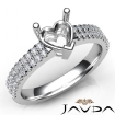U Shape Prong Setting Diamond Engagement Heart Semi Mount Ring Platinum 950 0.5Ct - javda.com 