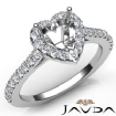 Diamond Engagement Heart Semi Mount Shared Prong Setting Ring 14k Gold White 0.5Ct