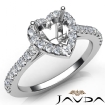 Diamond Engagement Heart Semi Mount Shared Prong Setting Ring 18k White Gold 0.8Ct - javda.com 