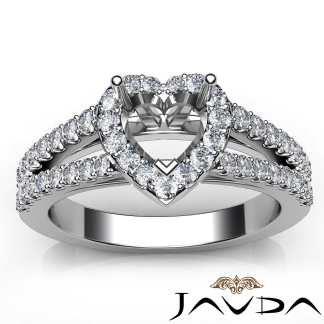 Gorgeous Halo Prong Diamond Engagement Heart Semi Mount Ring 14k Gold White 0.75Ct
