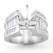 2.7Ct Princess Baguette Side Diamond Engagement Setting Ring 14k White Gold Semi Mount - javda.com 