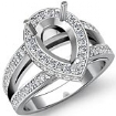 0.7Ct Diamond Engagement Halo Pave Setting Ring Pear Semi Mount 18k Gold White