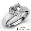 Heart Diamond Engagement Halo Pave Setting Semi Mount Ring Platinum 950 0.2Ct - javda.com 