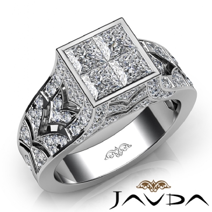 Cathedral Flat Band Square Moissanite Ring In 950 Platinum