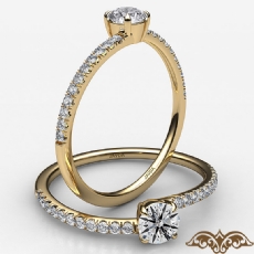 4 Prong French Cut Pave Sleek diamond Ring 14k Gold Yellow