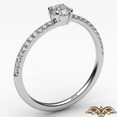 4 Prong French Cut Pave Sleek diamond Ring Platinum 950