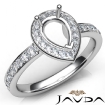 Diamond Engagement Halo Pave Setting Pear Semi Mount Ring 14k White Gold 0.45Ct - javda.com 