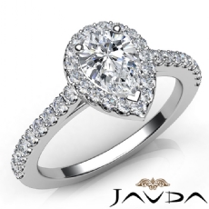 French Setting U Pave Halo diamond Ring 18k Gold White